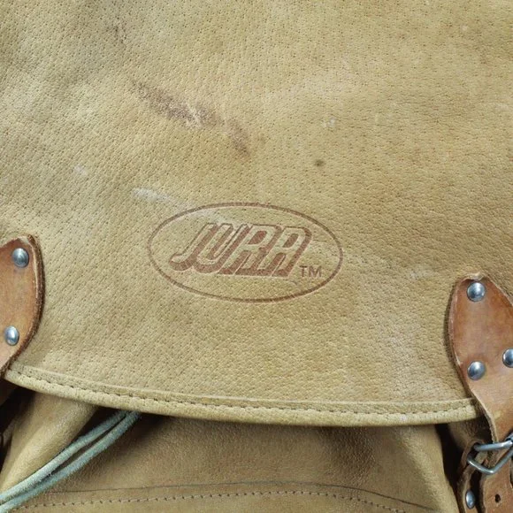 Vtg! JURA Brown Leather Patina Genuine School Bag Casual Backpack - Picture 7 of 11